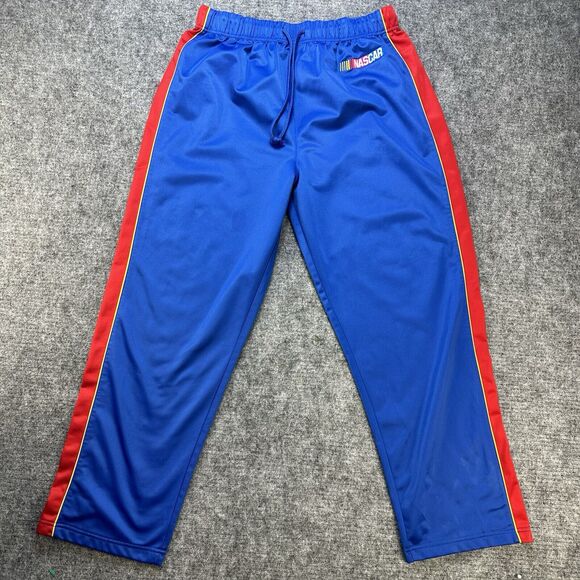 Nascar Women's Track Pants 14 16 Blue Red Embroidered Drawstring Racing Stripe - Picture 1 of 10